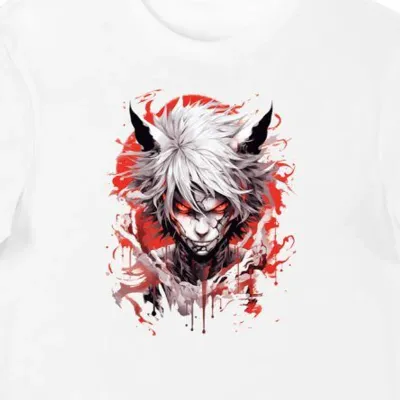 Koszulka męska anime z demonem biała