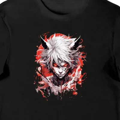 Koszulka męska anime z demonem czarna
