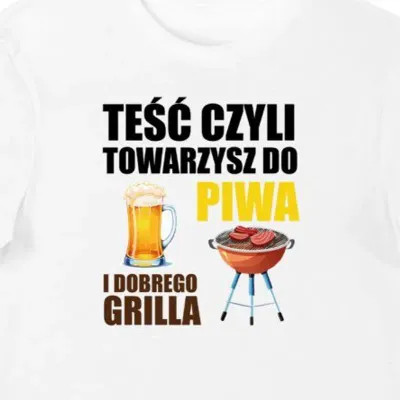 Koszulka męska dla teścia "Towarzysz do piwa i dobrego grilla" biała