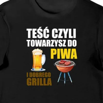 Koszulka męska dla teścia "Towarzysz do piwa i dobrego grilla" czarna
