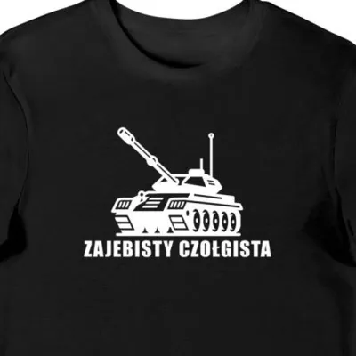 Koszulka męska wojskowa z czołgiem "Zajebisty czołgista" czarna