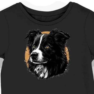 Koszulka damska czarna z motywem czarnego border collie