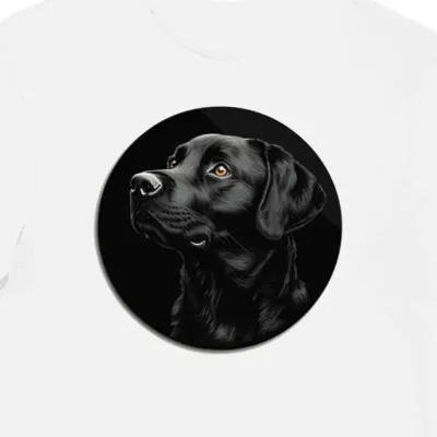 Koszulka męska biała z motywem psiego ucha labradora