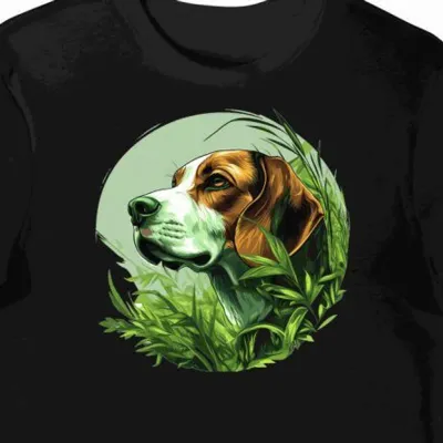 Koszulka męska czarna z motywem zielonego psa Beagle