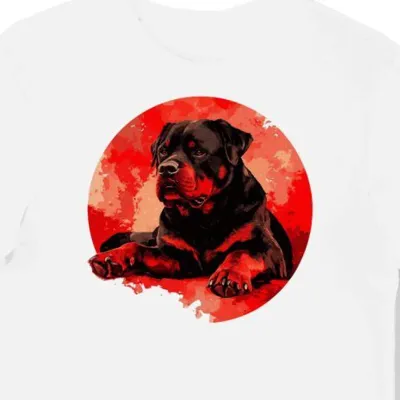 Koszulka męska biała z motywem psa Rottweiler