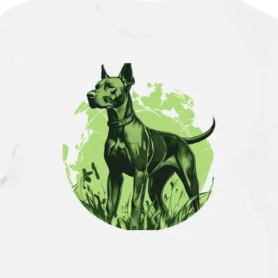 Koszulka męska biała z grafiką futurystycznego dobermana