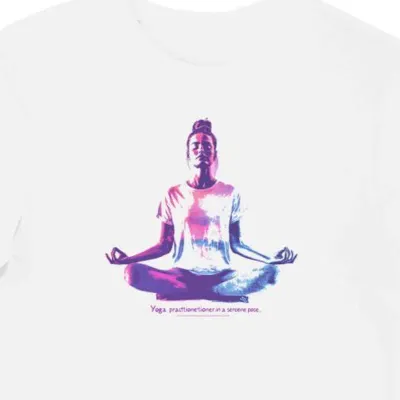 Koszulka męska biała z motywem spokojnego jogina