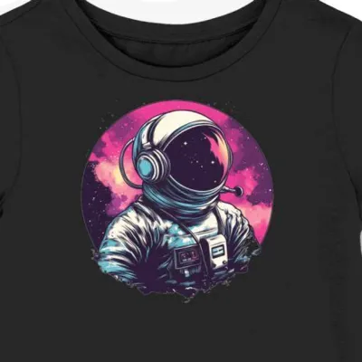 Koszulka damska czarna z motywem astronauty