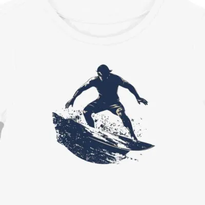 Koszulka damska biała z grafiką surferską dla miłośników fal