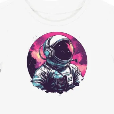 Koszulka damska biała z motywem muzykalnego astronauty