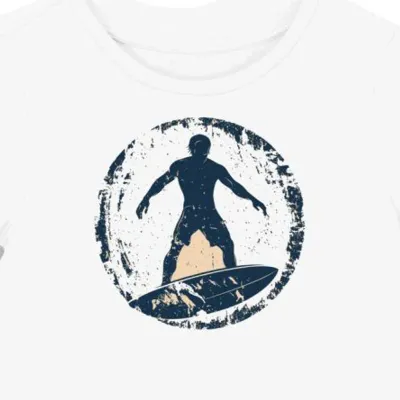 Koszulka damska biała z motywem vintage surfing