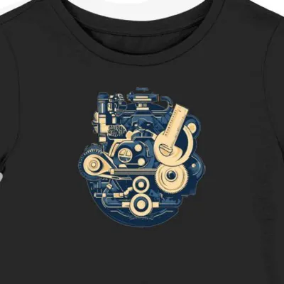 Koszulka damska czarna z grafiką mechanika vintage