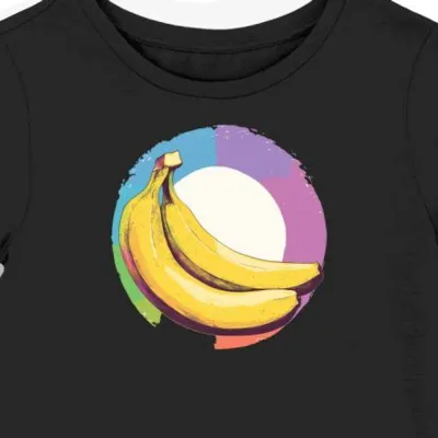 Koszulka damska czarna z motywem banana retro