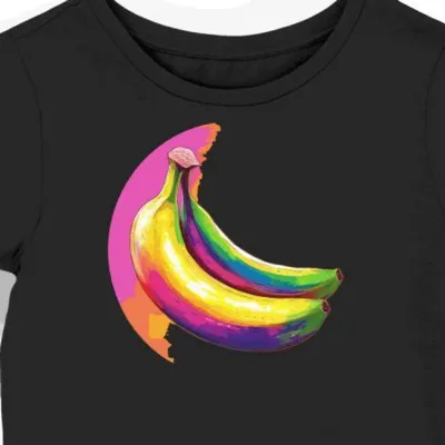 Koszulka damska czarna z nadrukiem banana