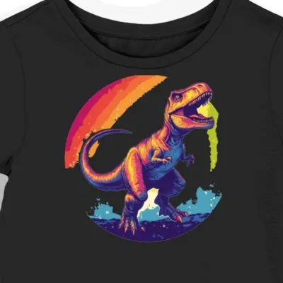 Koszulka damska czarna z grafiką groovy T-Rexa