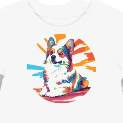 Koszulka damska biała z motywem Corgi w stylu lofi
