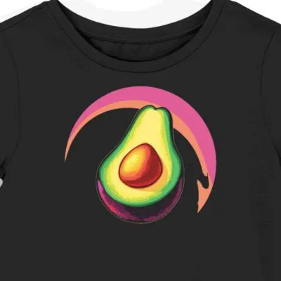 Koszulka damska czarna z nadrukiem stylowego awokado