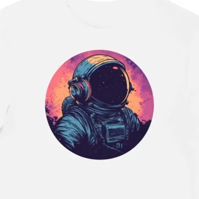 Koszulka męska biała z nadrukiem astronauty