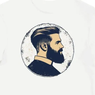 Koszulka męska biała z motywem vintage barber