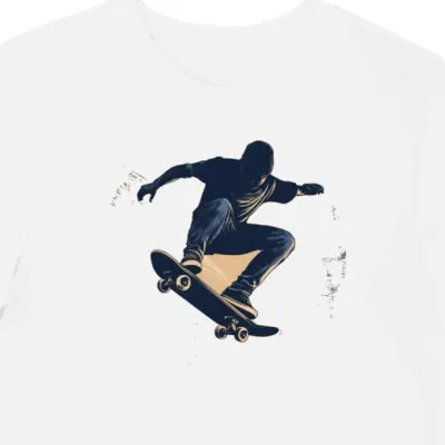 Koszulka męska biała z grafiką vintage skateboardu