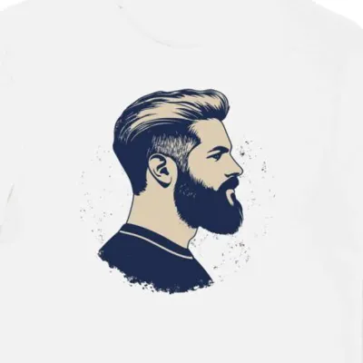 Koszulka męska biała z grafiką vintage stylu barberskiego