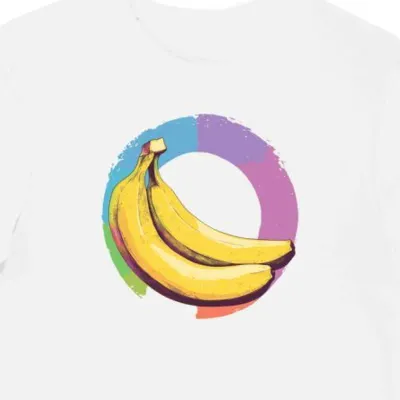 Koszulka męska biała z motywem banana w stylu retro