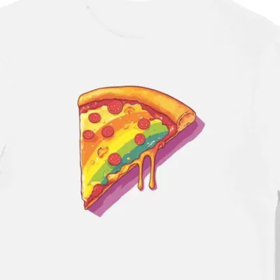 Koszulka męska biała z motywem pizzy lofi