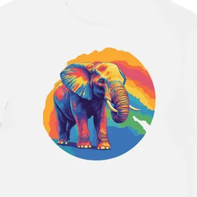 Koszulka męska biała z nadrukiem słonia dla miłośników sztuki lofi