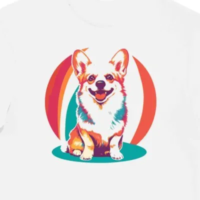 Koszulka męska biała z motywem groovy corgi