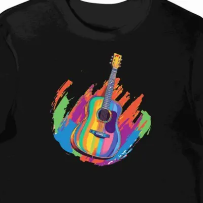 Koszulka męska czarna z motywem gitara