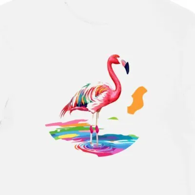 Koszulka męska biała z motywem flamingo