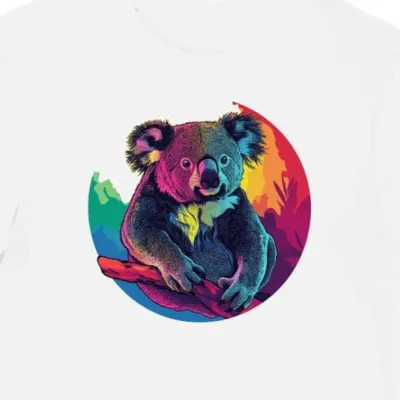 Koszulka męska biała z grafiką kostki Koala