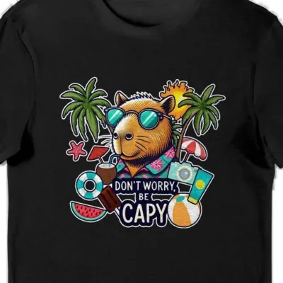 Koszulka męska don't worry be capy czarna