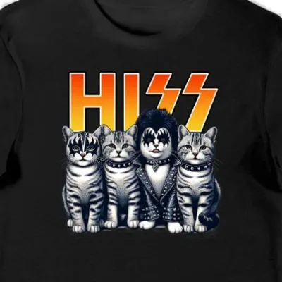 Koszulka męska z kotami hiss kiss czarna