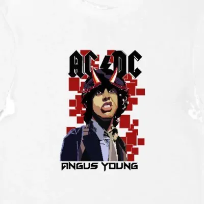Koszulka męska ACDC Angus Young biała