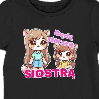 Koszulka damska będę starszą siostrą czarna