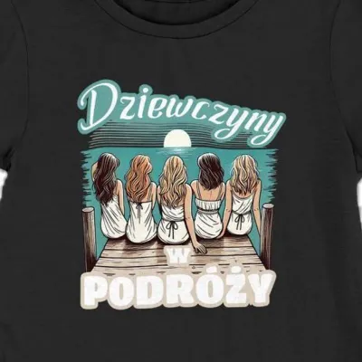 Koszulka damska dziewczyny w podróży czarna