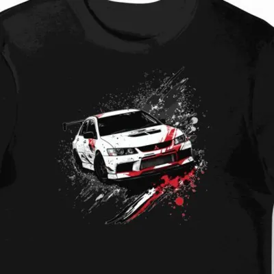 Koszulka męska czarna Szybkość i Wygoda Lancer Evo