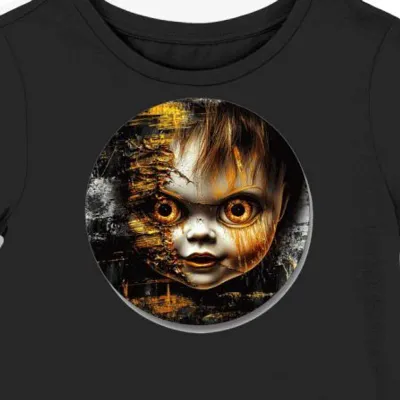 Koszulka damska czarna z nadrukiem złotego Chucky