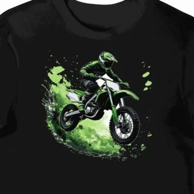 Koszulka męska czarna z dynamiczną grafiką motocrossu