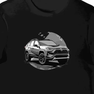 Koszulka męska czarna z Futurystycznym SUV-em Toyota