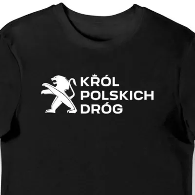 Koszulka męska król polskich dróg Peugeot czarna