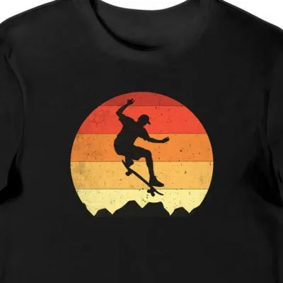 Koszulka męska z skaterem retro czarna