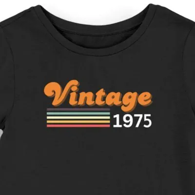 Koszulka damska na 50 urodziny Vintage 1975 czarna