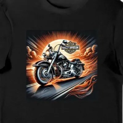Koszulka męska z motocyklem Harley-Davidson czarna