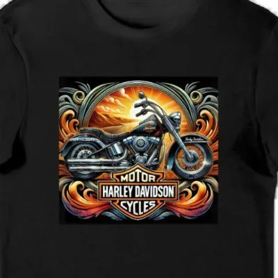 Koszulka męska dla miłośników motocykli Harley-Davidson czarna