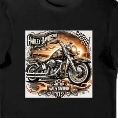 Koszulka męska z motywem motocykla Harley-Davidson czarna