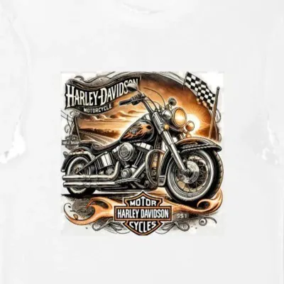 Koszulka męska z motywem motocykla Harley-Davidson biała