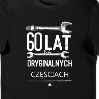 Koszulka męska 60 lat na oryginalnych częściach czarna