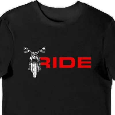 Koszulka męska dla motocyklisty z napisem RIDE czarna